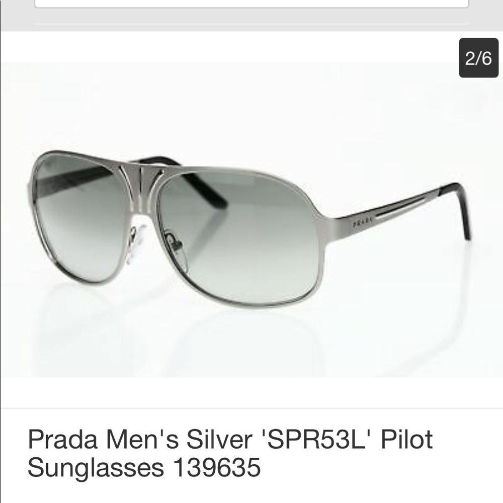 PRADA Men's Silver 'SPR53L' Pilot Sunglasses